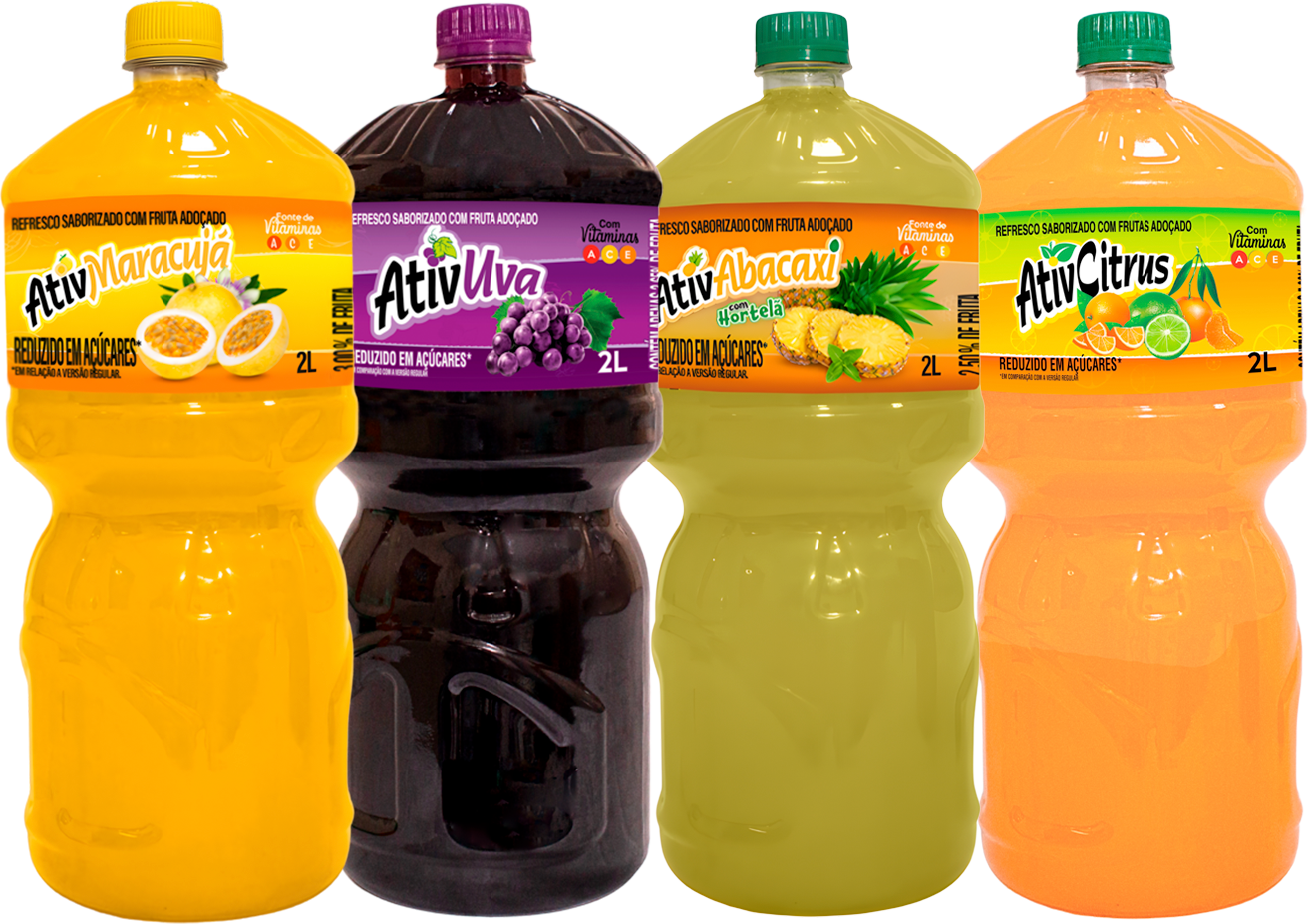 Sucos ATIV PLUS com vitaminas na formulação